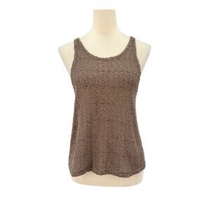 Wet Seal Y2K Brown Sequin Emellished Popcorn Knit Round Neck Racerback Tank Top